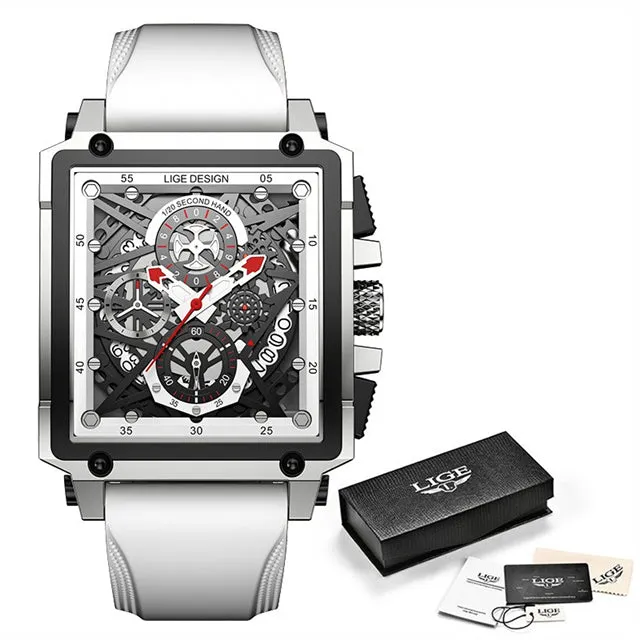 Montre Luxe LIGE 2023 Men Watch Top Brand Luxury Waterproof Quartz Square Wrist Watches for Men Date Sports Silicone Clock Male Montre Homme