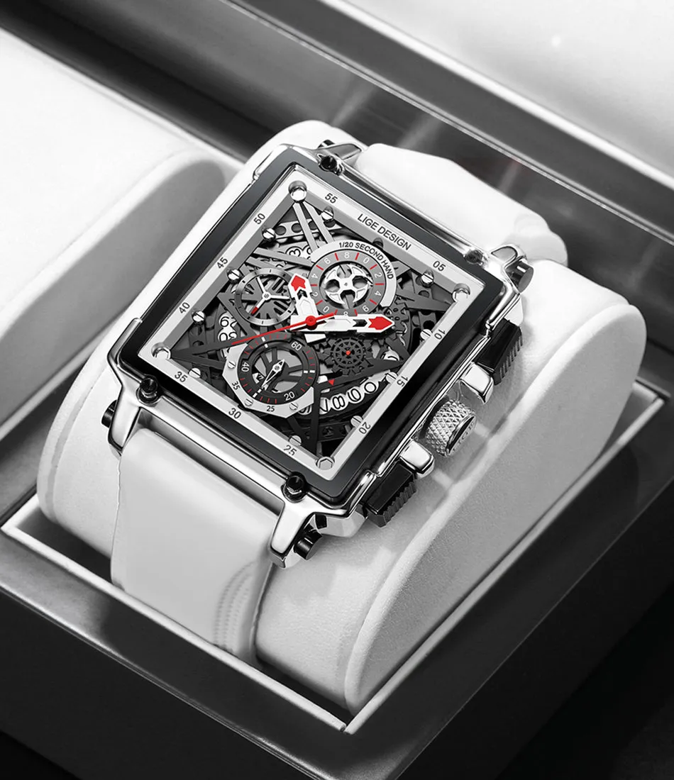 Montre Luxe LIGE 2023 Men Watch Top Brand Luxury Waterproof Quartz Square Wrist Watches for Men Date Sports Silicone Clock Male Montre Homme