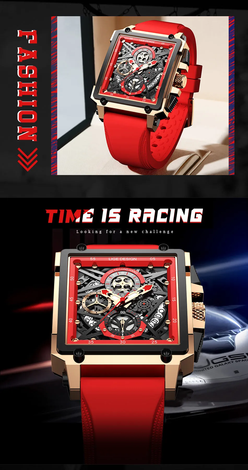 Montre Luxe LIGE 2023 Men Watch Top Brand Luxury Waterproof Quartz Square Wrist Watches for Men Date Sports Silicone Clock Male Montre Homme