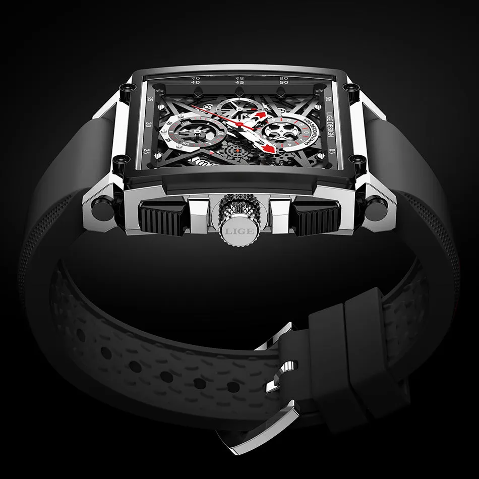 Montre Luxe LIGE 2023 Men Watch Top Brand Luxury Waterproof Quartz Square Wrist Watches for Men Date Sports Silicone Clock Male Montre Homme