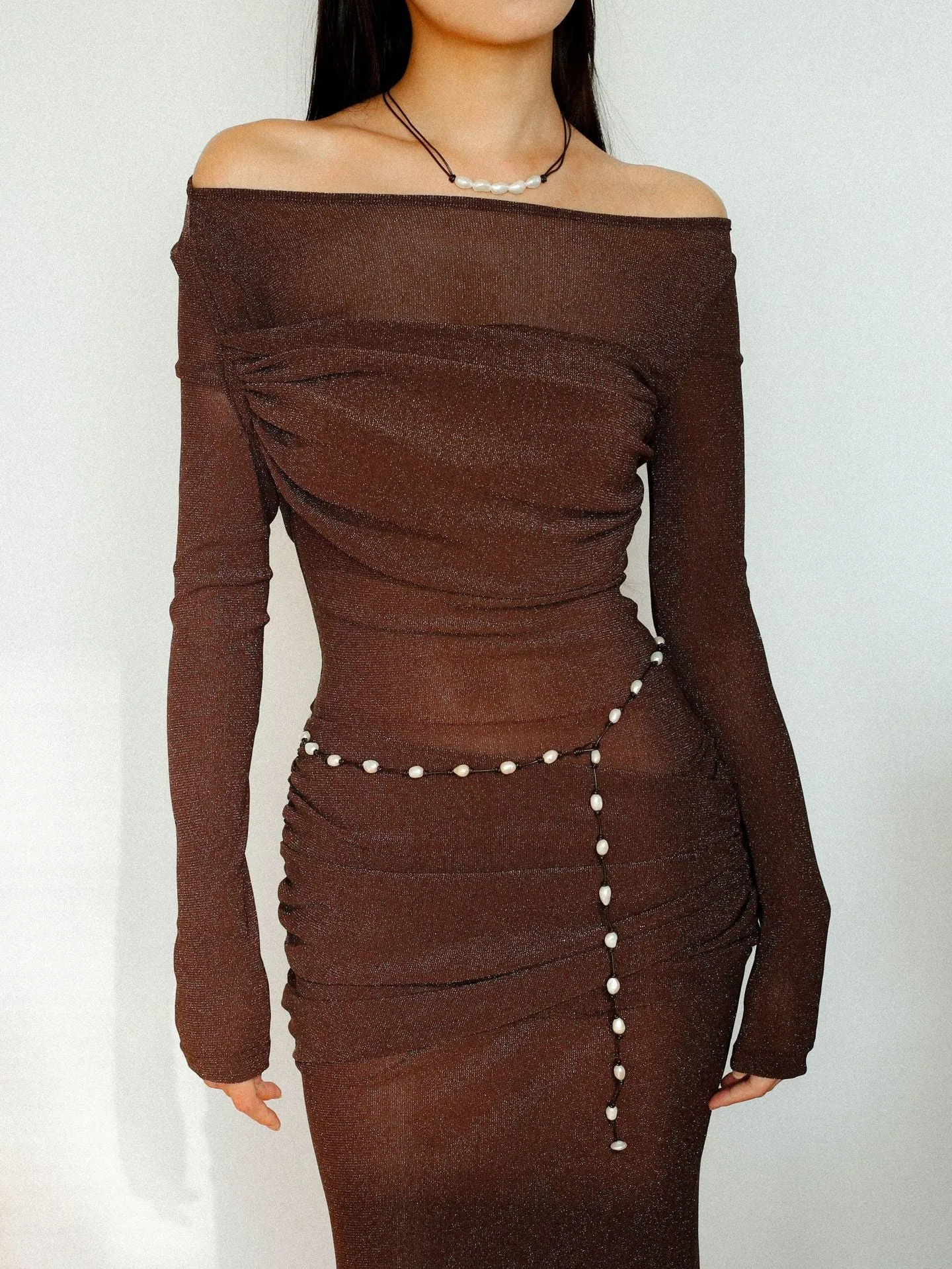 Niche Long Knotted Leather Pearl Short Necklace