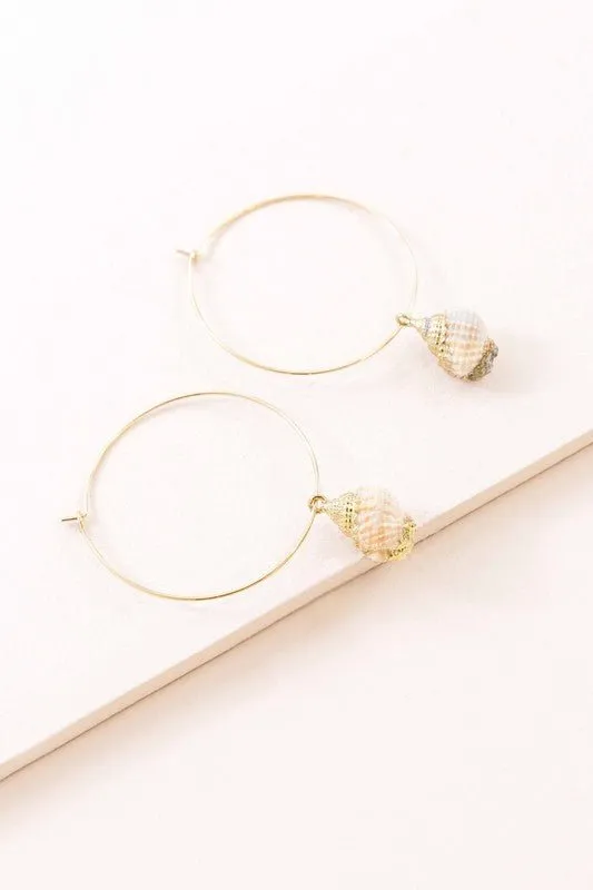 Oceanic Charm 14k Gold Hoop Earrings