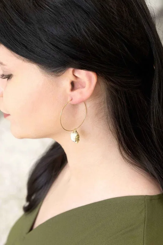 Oceanic Charm 14k Gold Hoop Earrings