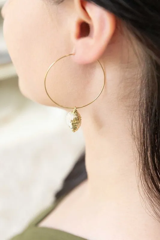 Oceanic Charm 14k Gold Hoop Earrings