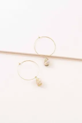 Oceanic Charm 14k Gold Hoop Earrings
