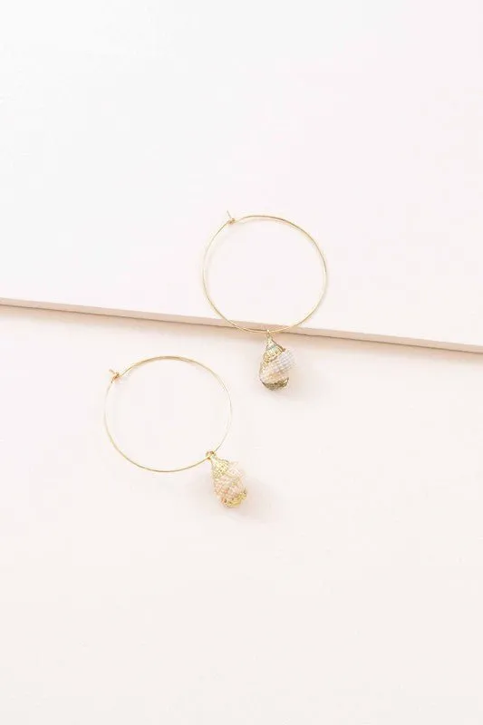 Oceanic Charm 14k Gold Hoop Earrings