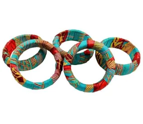 Ode Large Ankara Bangles Bracelets (Green)