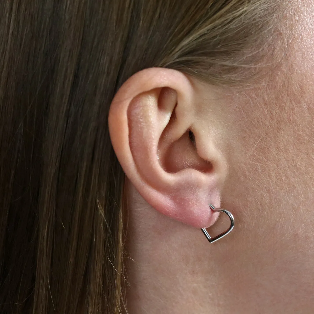 Open Heart hoop Earrings | 9K White Gold
