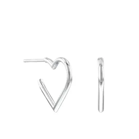 Open Heart hoop Earrings | 9K White Gold