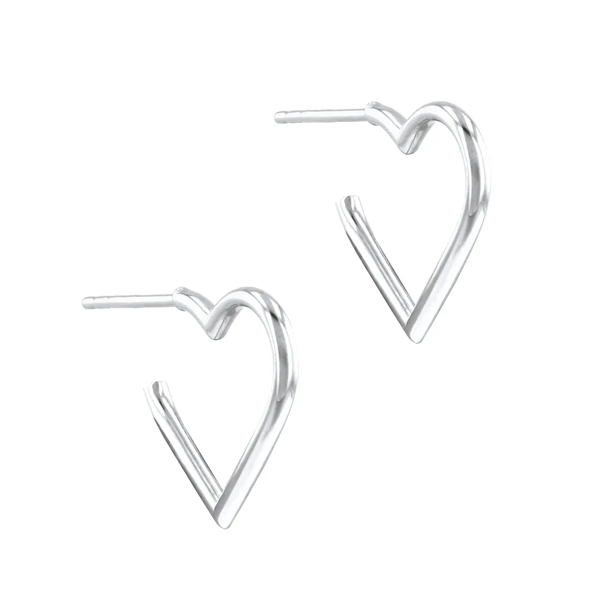Open Heart hoop Earrings | 9K White Gold