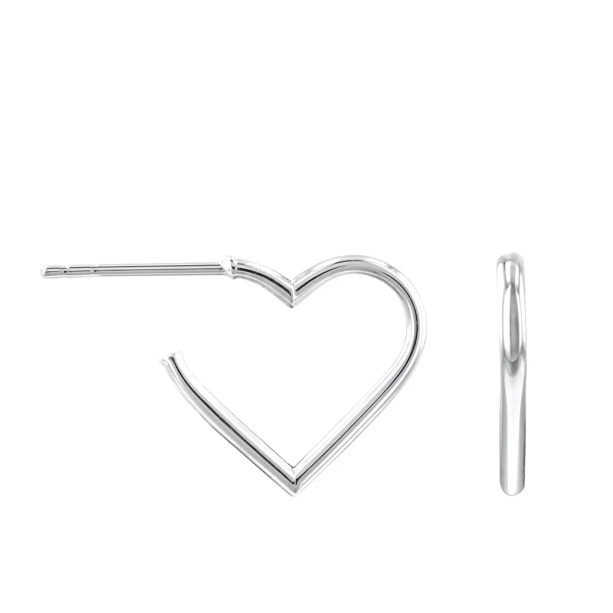 Open Heart hoop Earrings | 9K White Gold