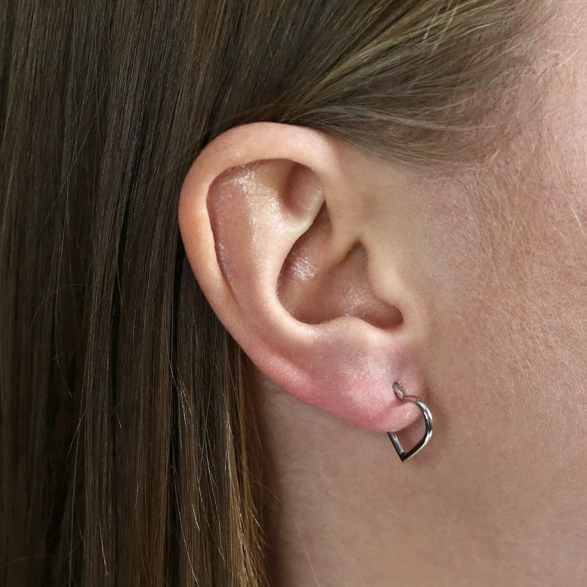 Open Heart hoop Earrings | 9K White Gold