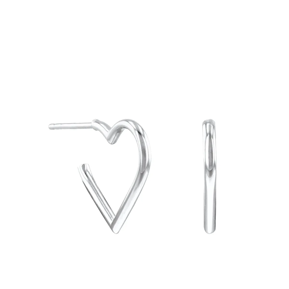 Open Heart hoop Earrings | 9K White Gold