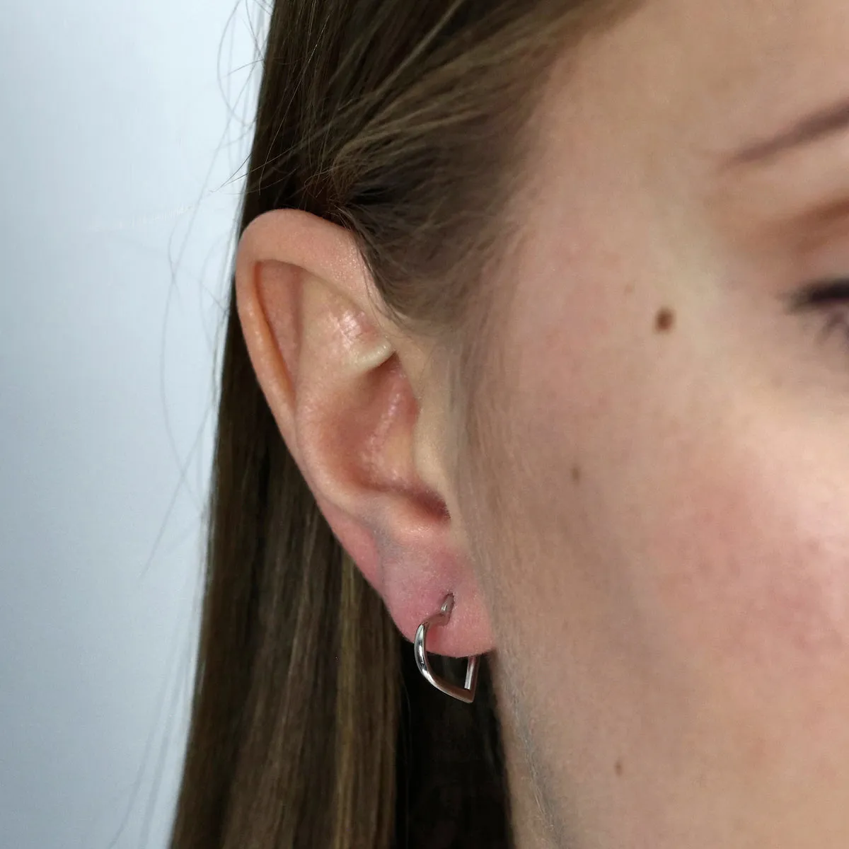 Open Heart hoop Earrings | 9K White Gold