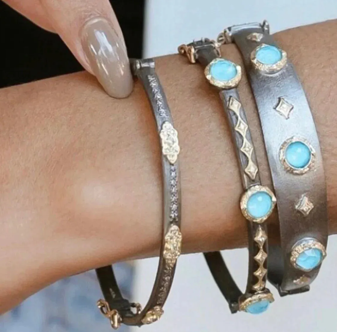 Oval Hinged Huggie Champagne Diamond Bracelet