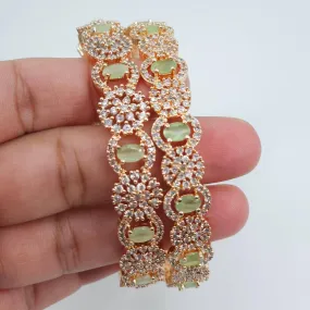 Pair of Rose Gold Bangles - Mint Green