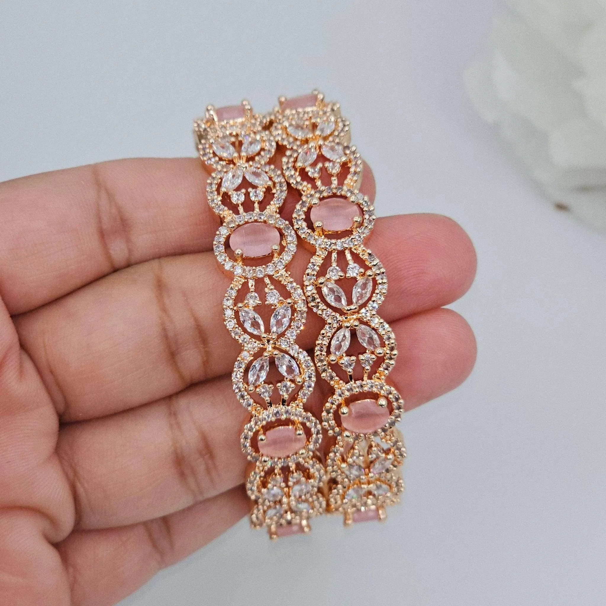 Pair of Rose Gold Bangles Set - Available in Four Colours