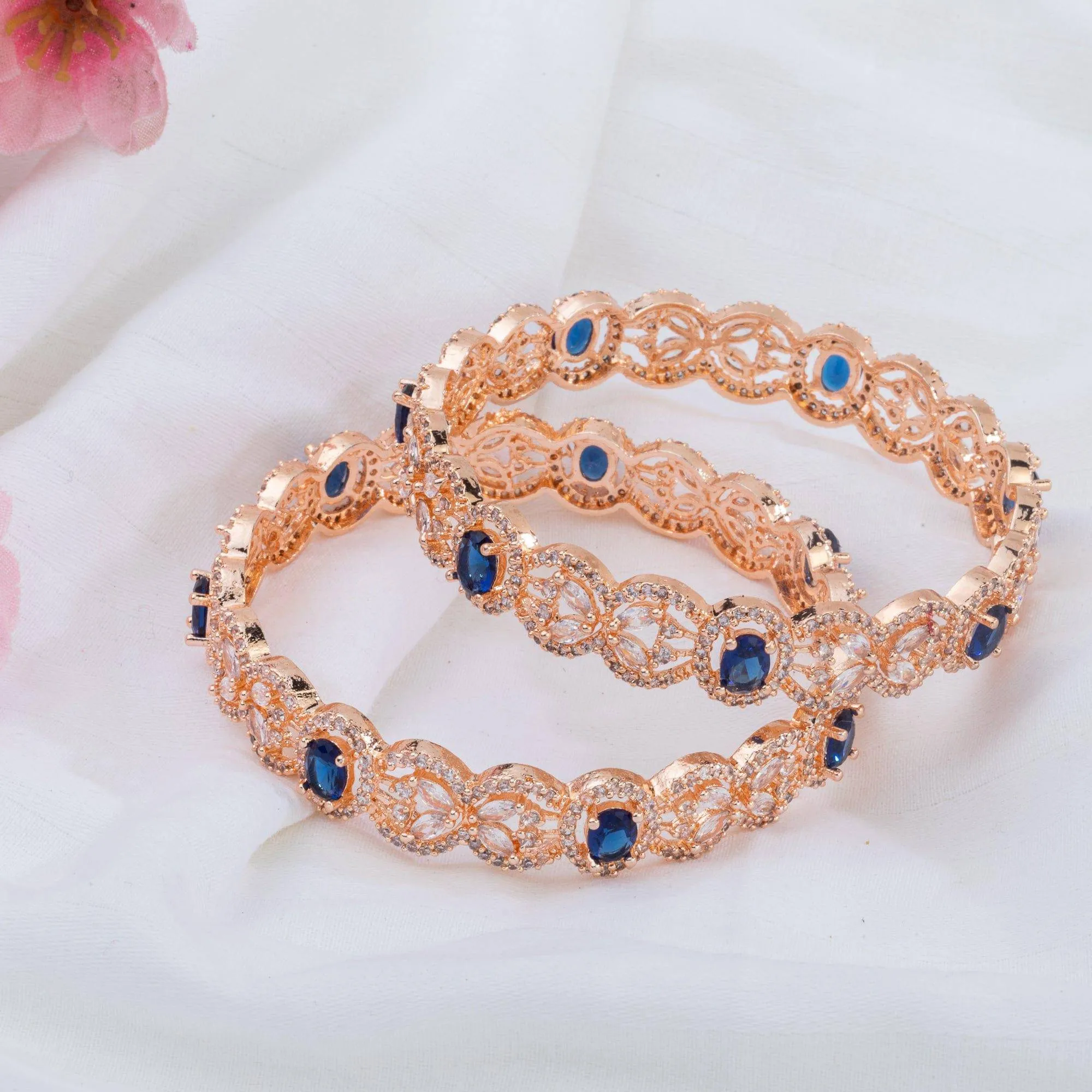 Pair of Rose Gold Bangles Set - Available in Four Colours