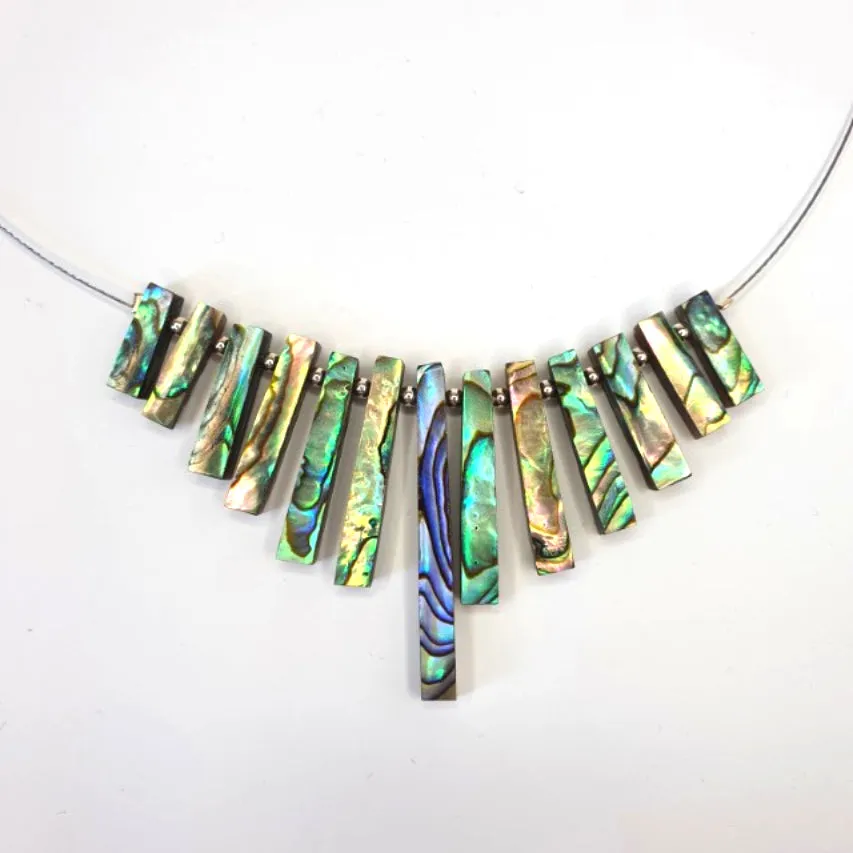 Paua Shell Fan Necklace - by Mhairi Sim - Girl Paua