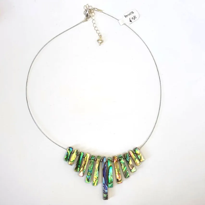 Paua Shell Fan Necklace - by Mhairi Sim - Girl Paua