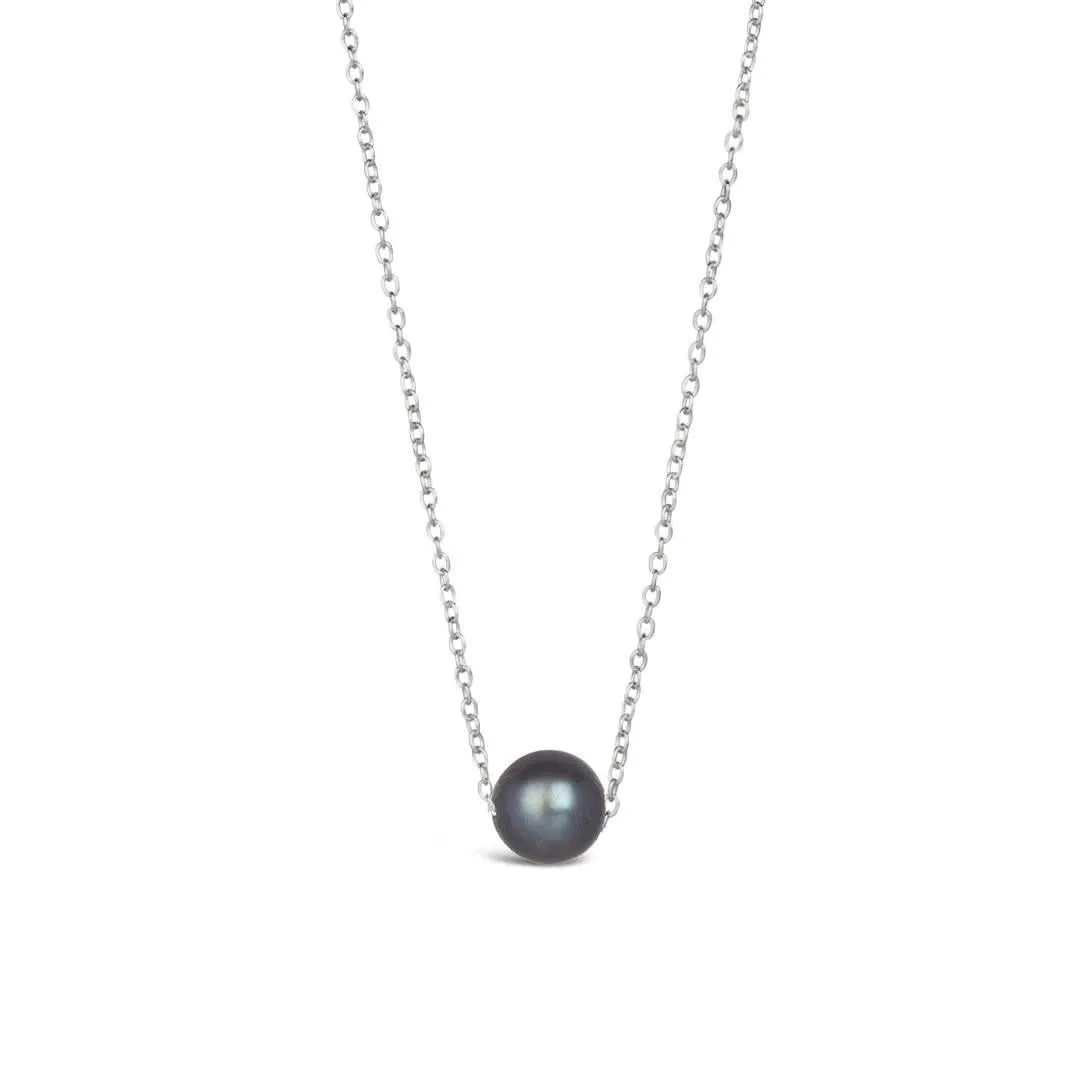 Pearl Chain Necklace | Grey - Silver