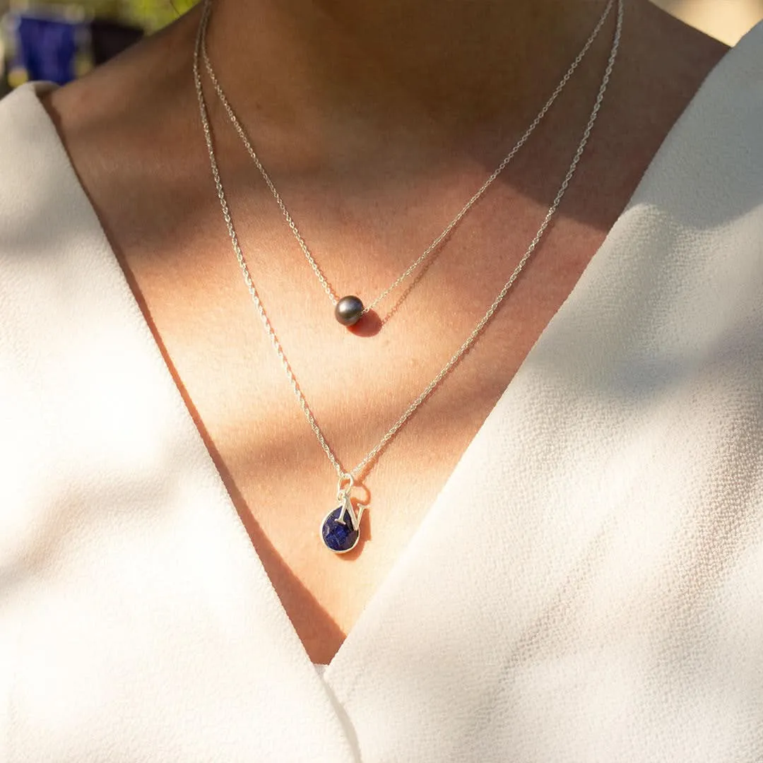 Pearl Chain Necklace | Grey - Silver