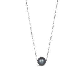Pearl Chain Necklace | Grey - Silver