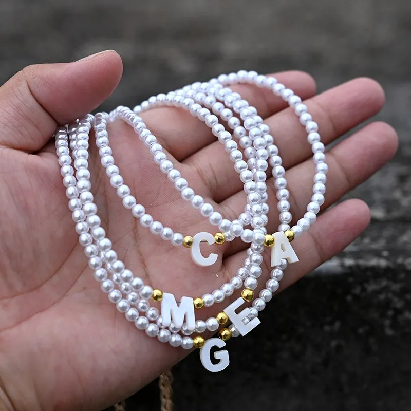 Pearl Letter 2 Layer Necklace