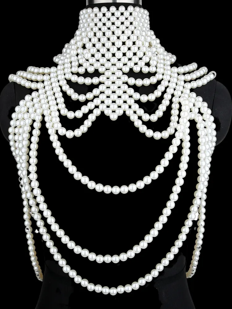 Pearl Top Body Chain Shoulder Necklaces