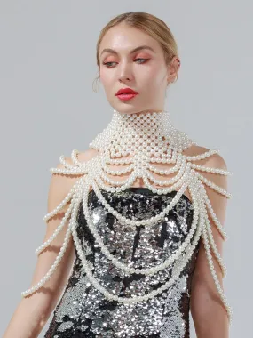 Pearl Top Body Chain Shoulder Necklaces
