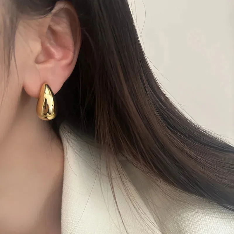 PONYKISS Minimalist Water Drop Stud Earrings