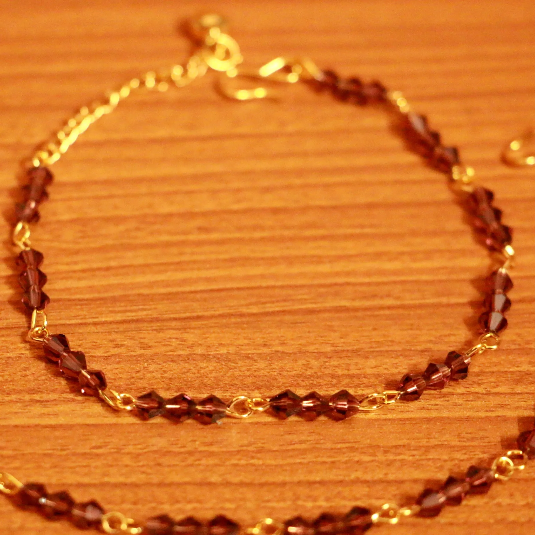 Purple Beaded Gold Plated Anklets