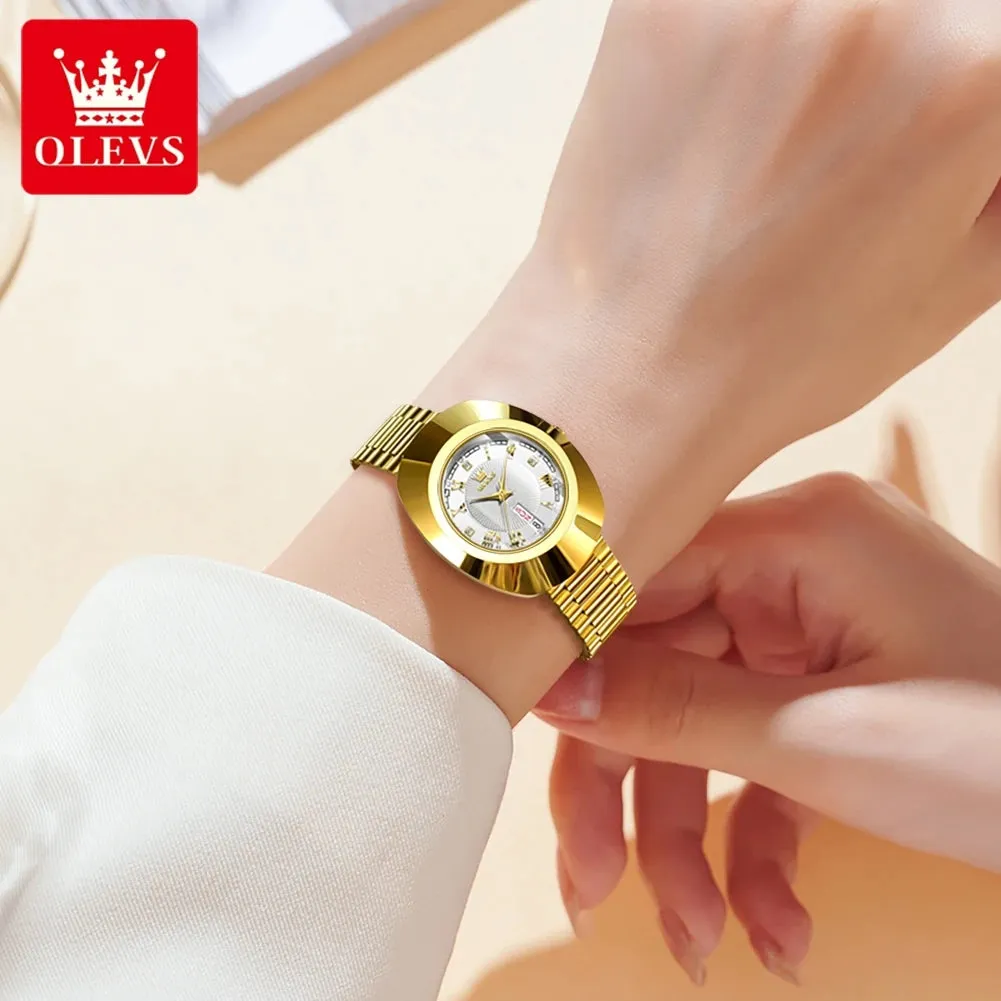 Quartz Women's Watch: Tungsten Steel Case, Luxury Gold Fashion, Elegant Diamond, Waterproof Women's Watch