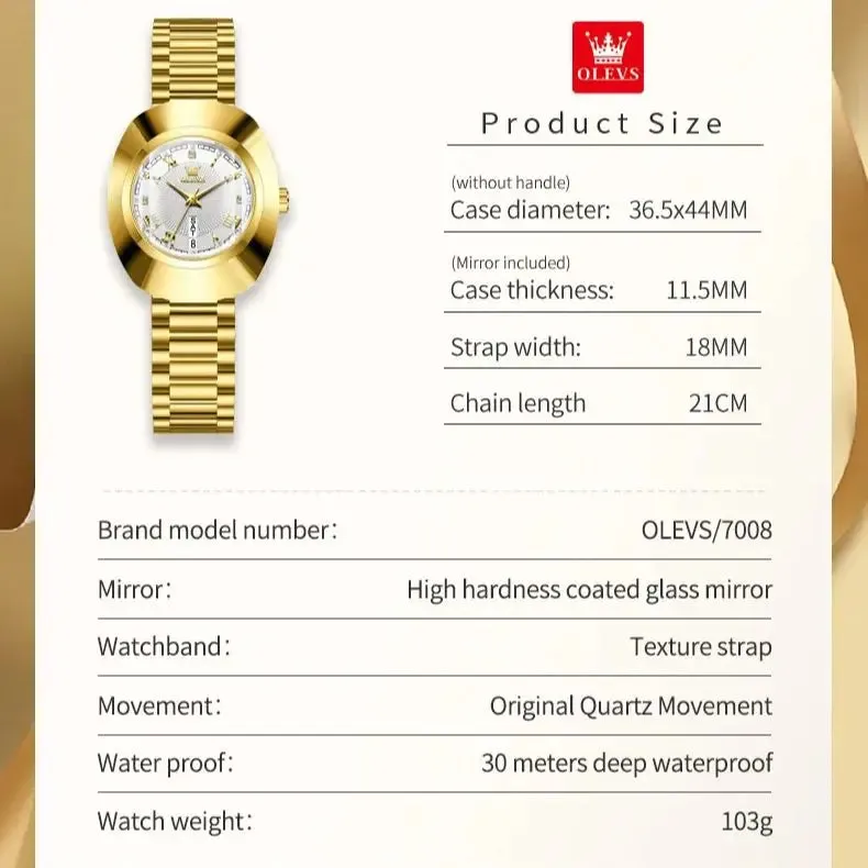 Quartz Women's Watch: Tungsten Steel Case, Luxury Gold Fashion, Elegant Diamond, Waterproof Women's Watch