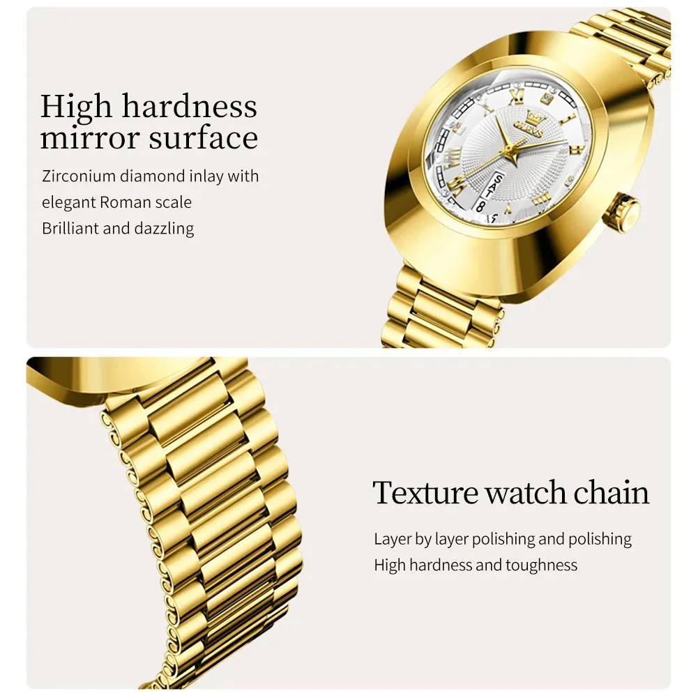 Quartz Women's Watch: Tungsten Steel Case, Luxury Gold Fashion, Elegant Diamond, Waterproof Women's Watch
