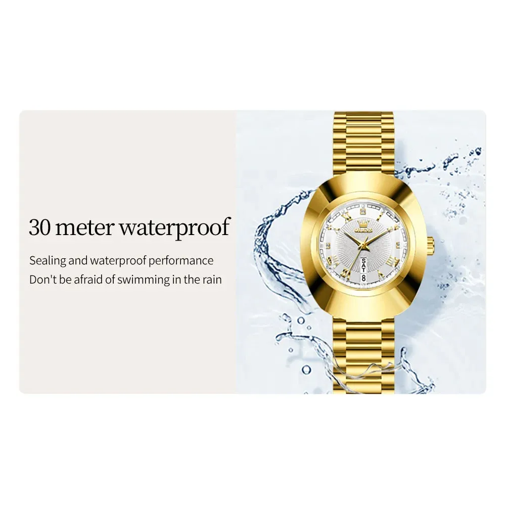 Quartz Women's Watch: Tungsten Steel Case, Luxury Gold Fashion, Elegant Diamond, Waterproof Women's Watch