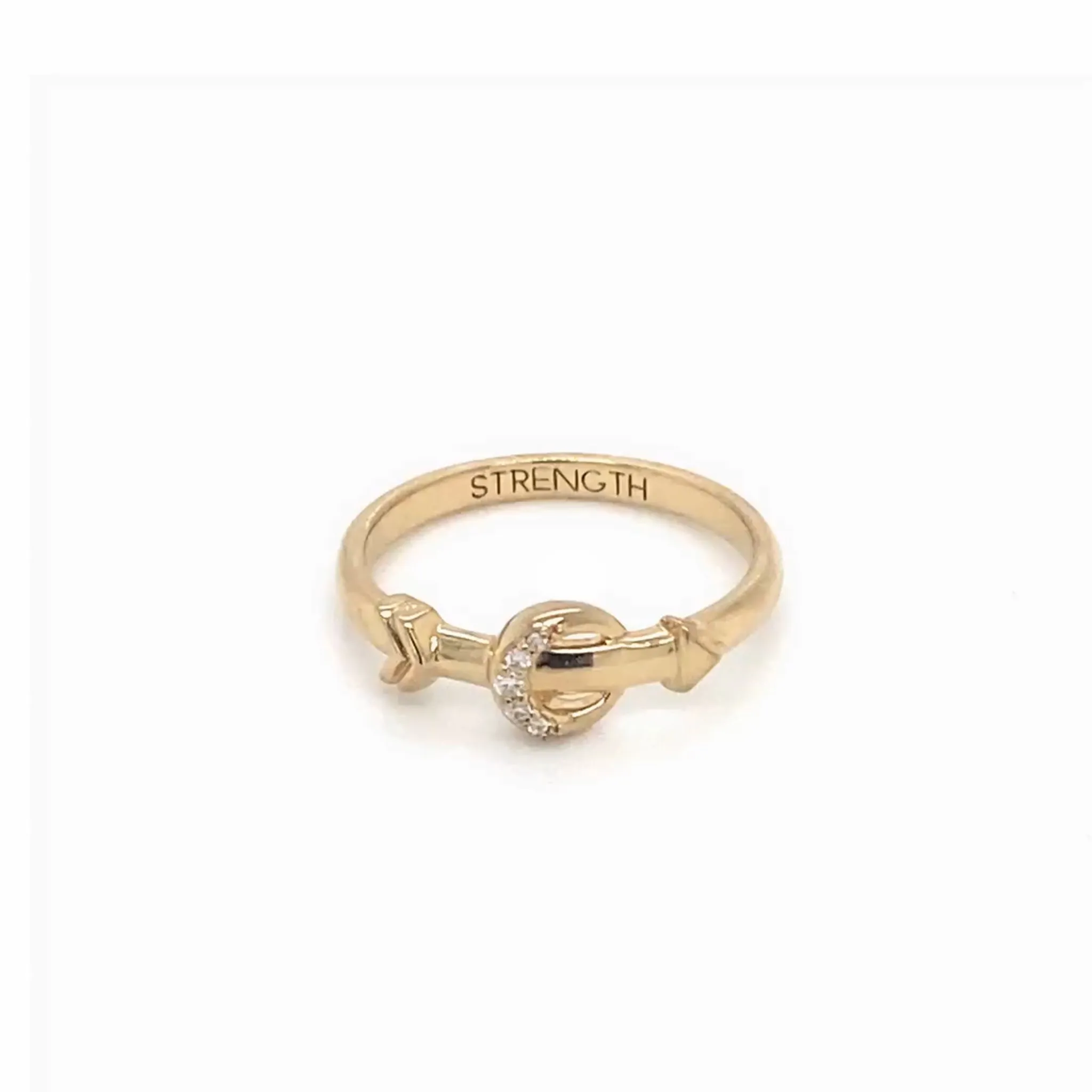 "Strength" Arrow and Moon Poesy Stackable Ring