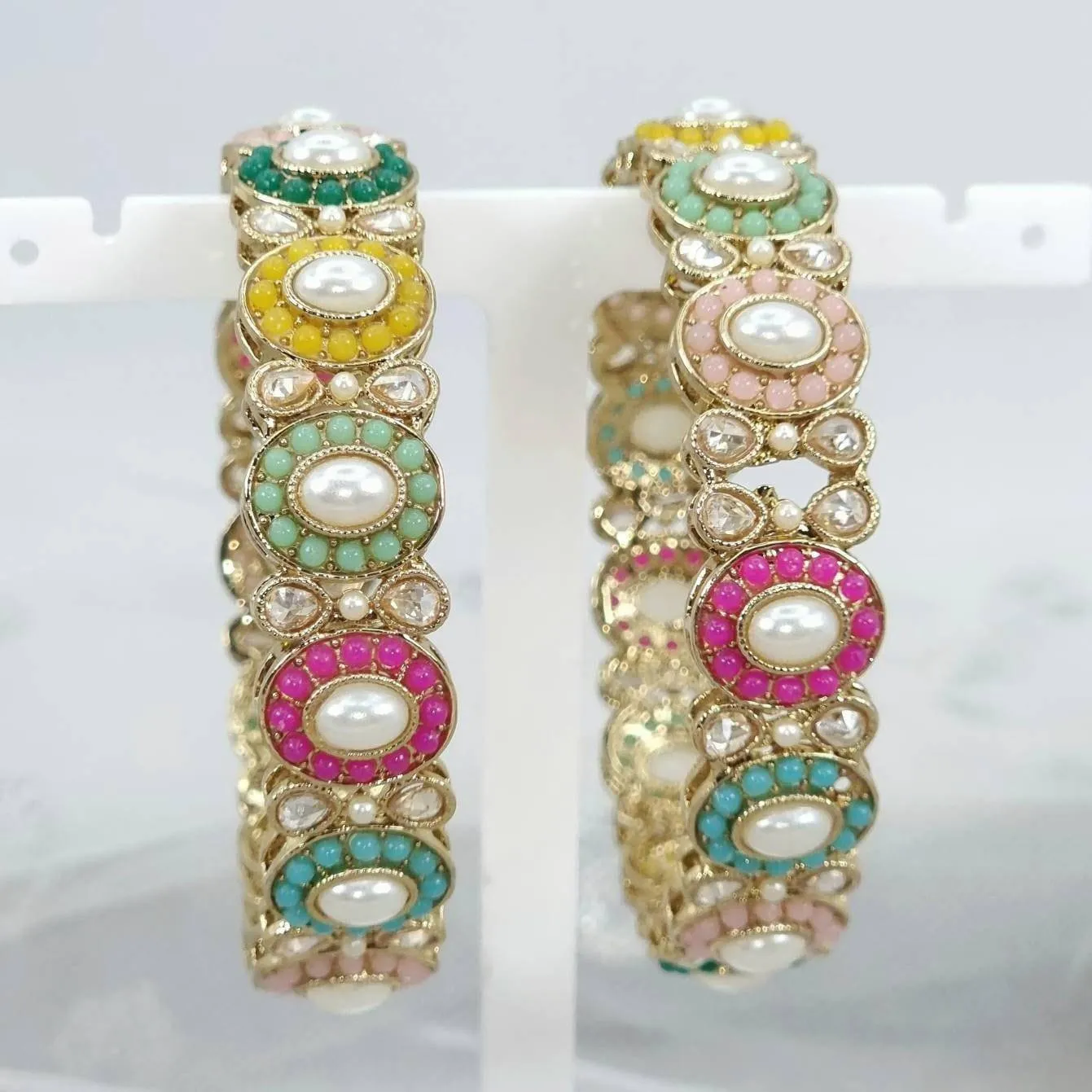 Ramia- Multicolour Antique Gold Bangles