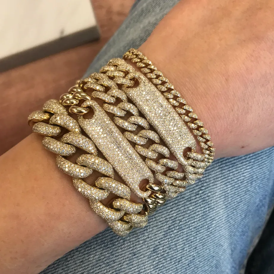 READY TO SHIP DIAMOND FULL PAVE ID ESSENTIAL LINK BRACELET