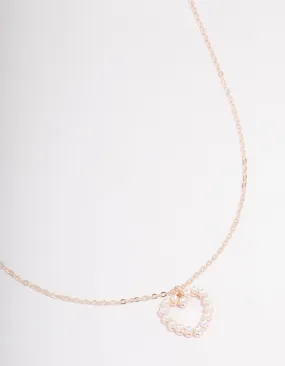 Rose Gold Pearl Heart Necklace