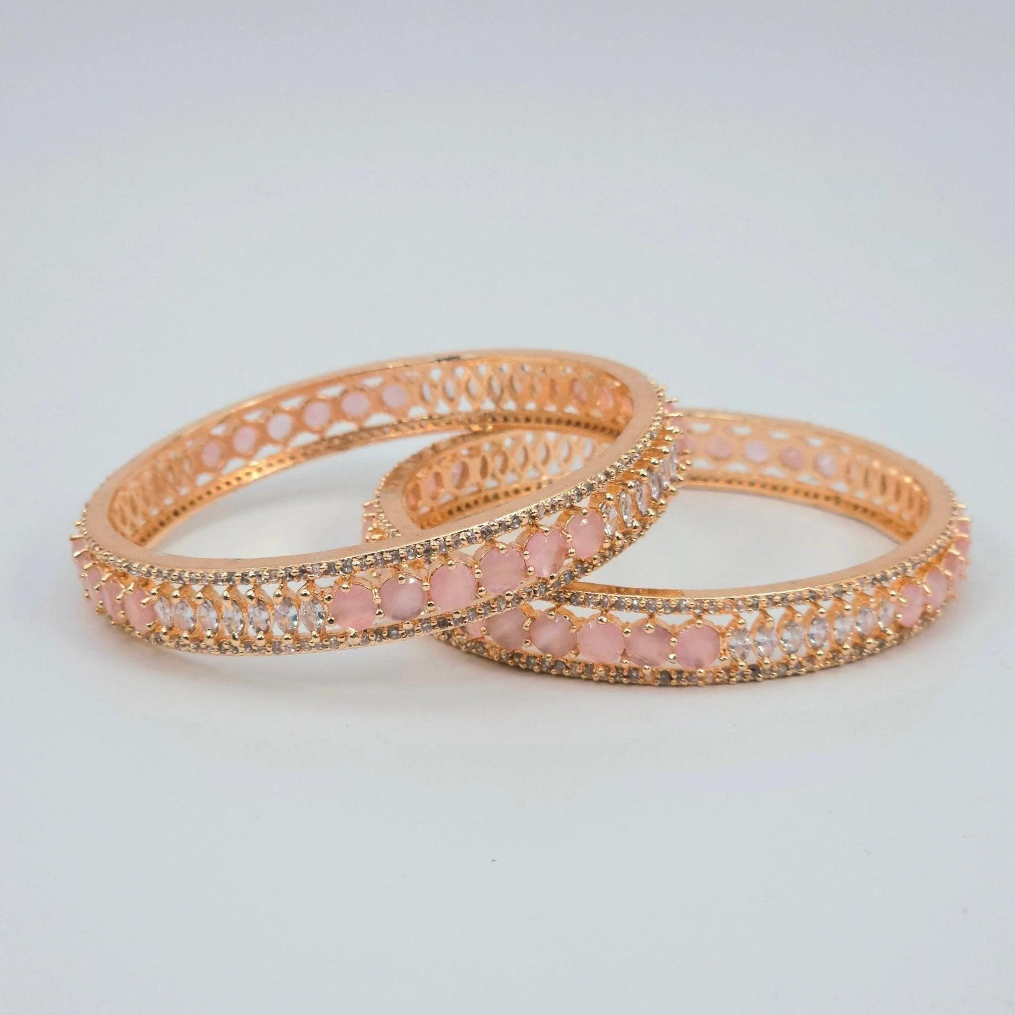 Rose Gold Pink Bangle Set