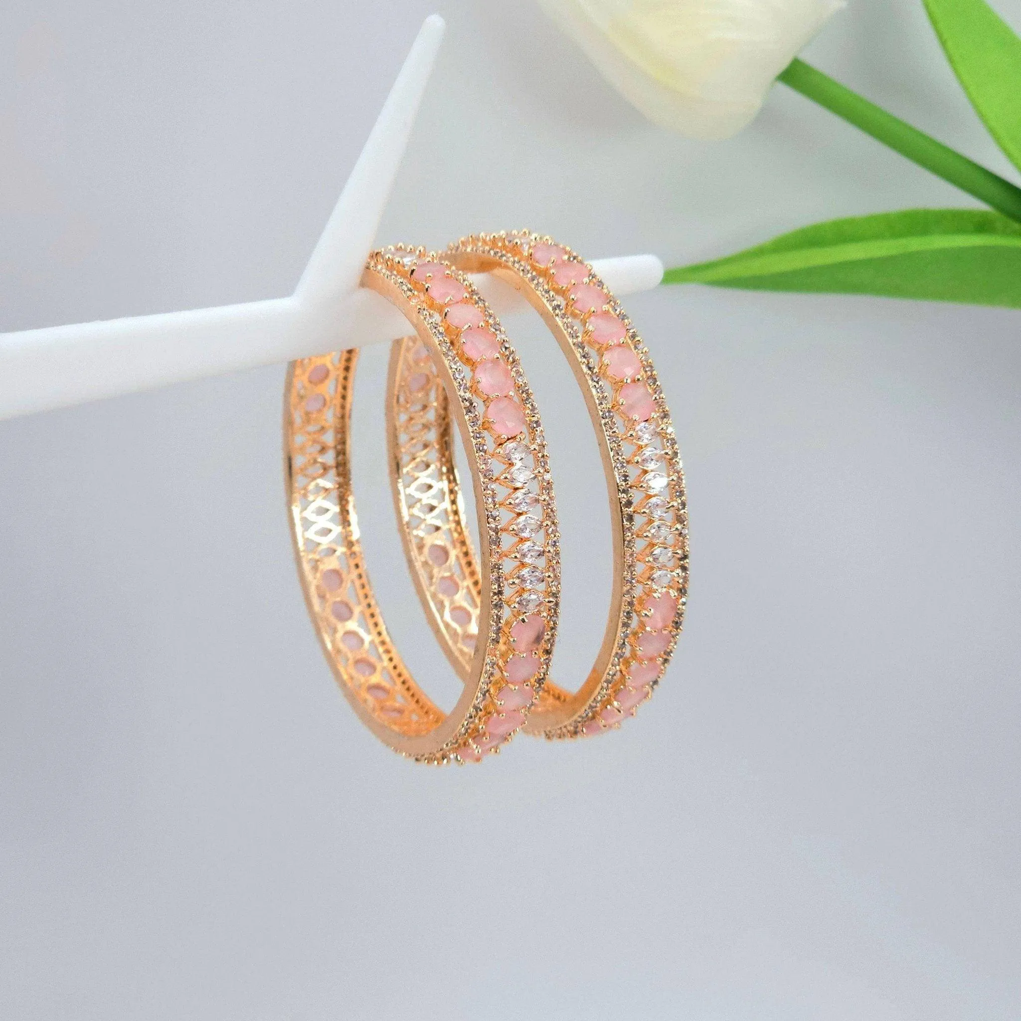 Rose Gold Pink Bangle Set