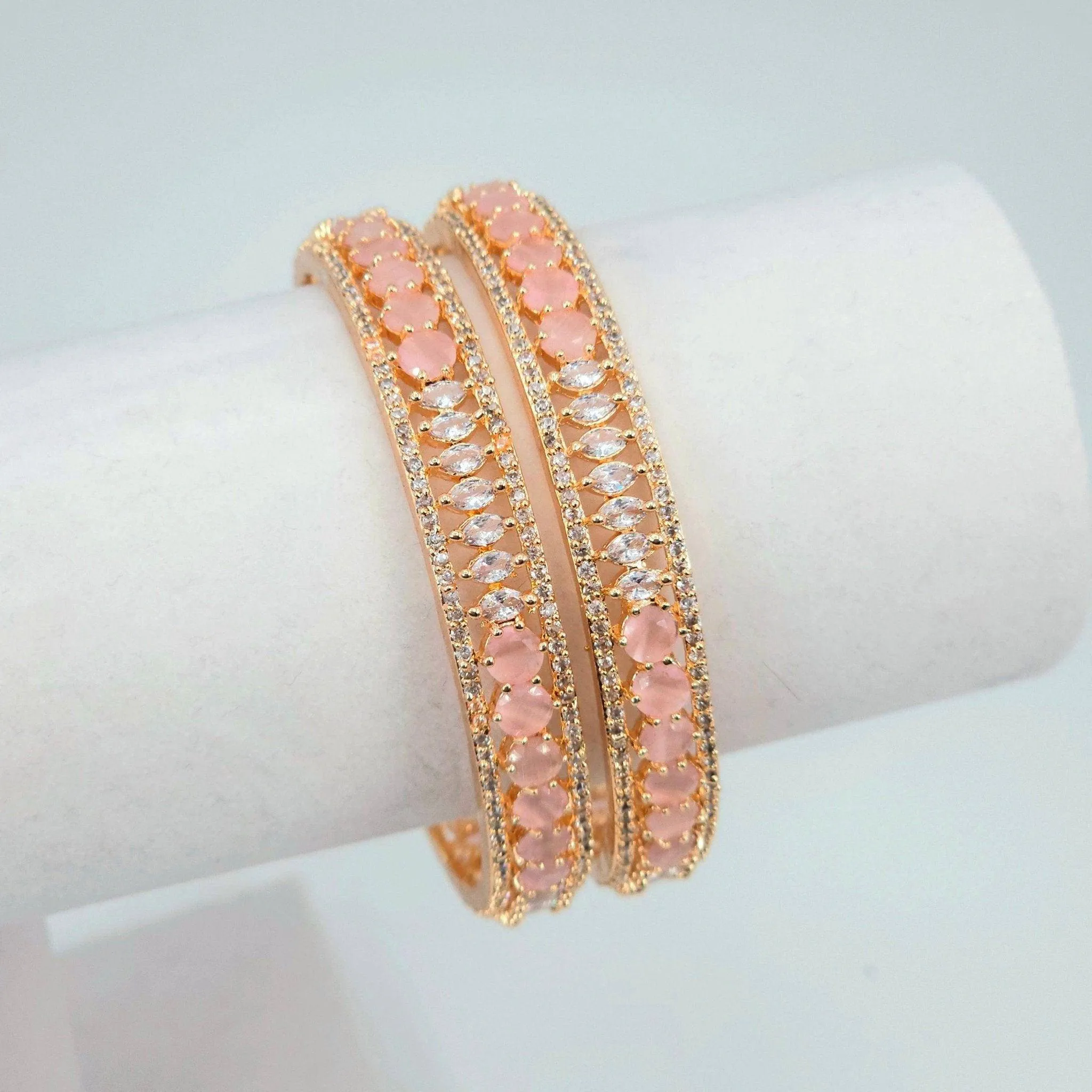Rose Gold Pink Bangle Set