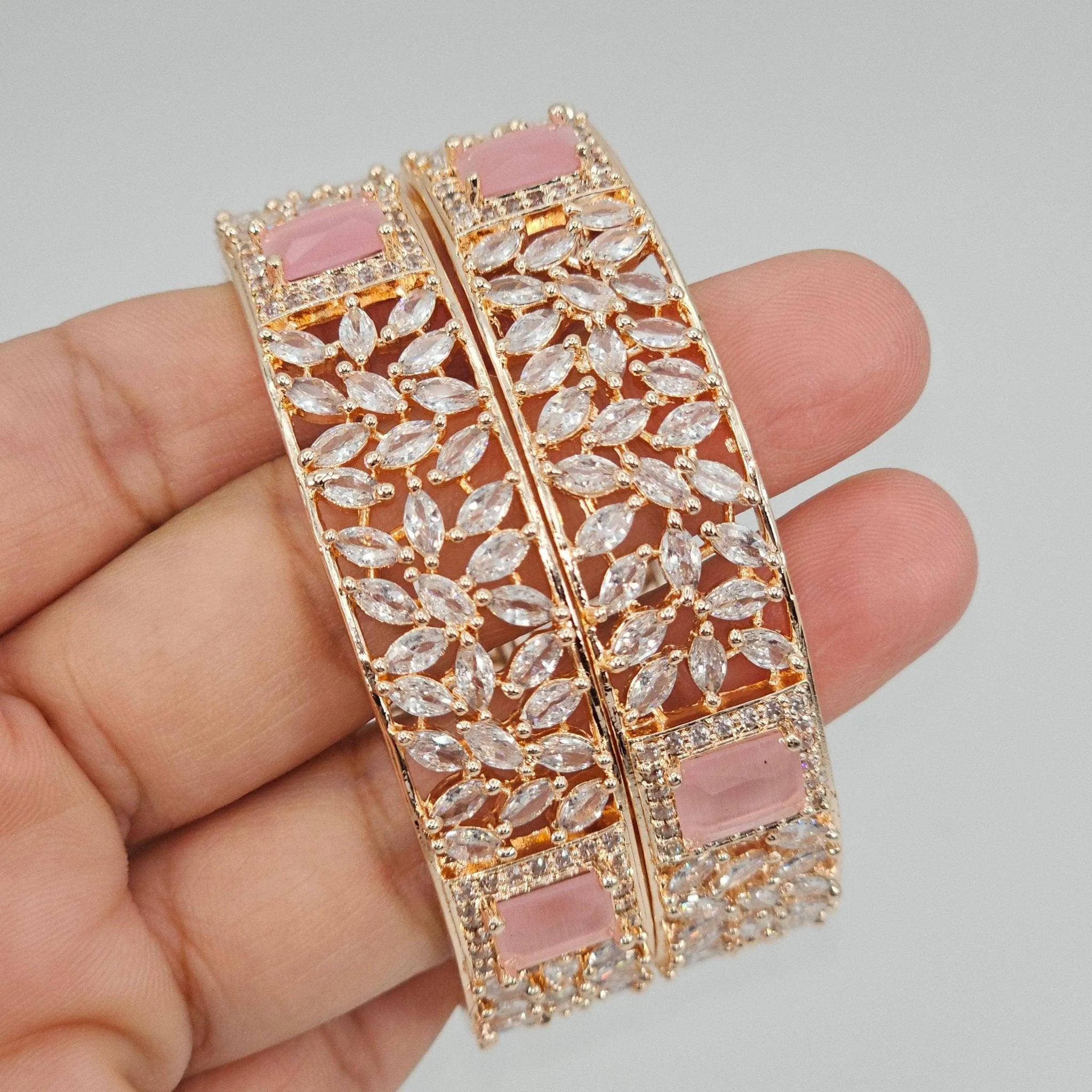 Rose Gold Pink Chunky Kangan Bangle Set