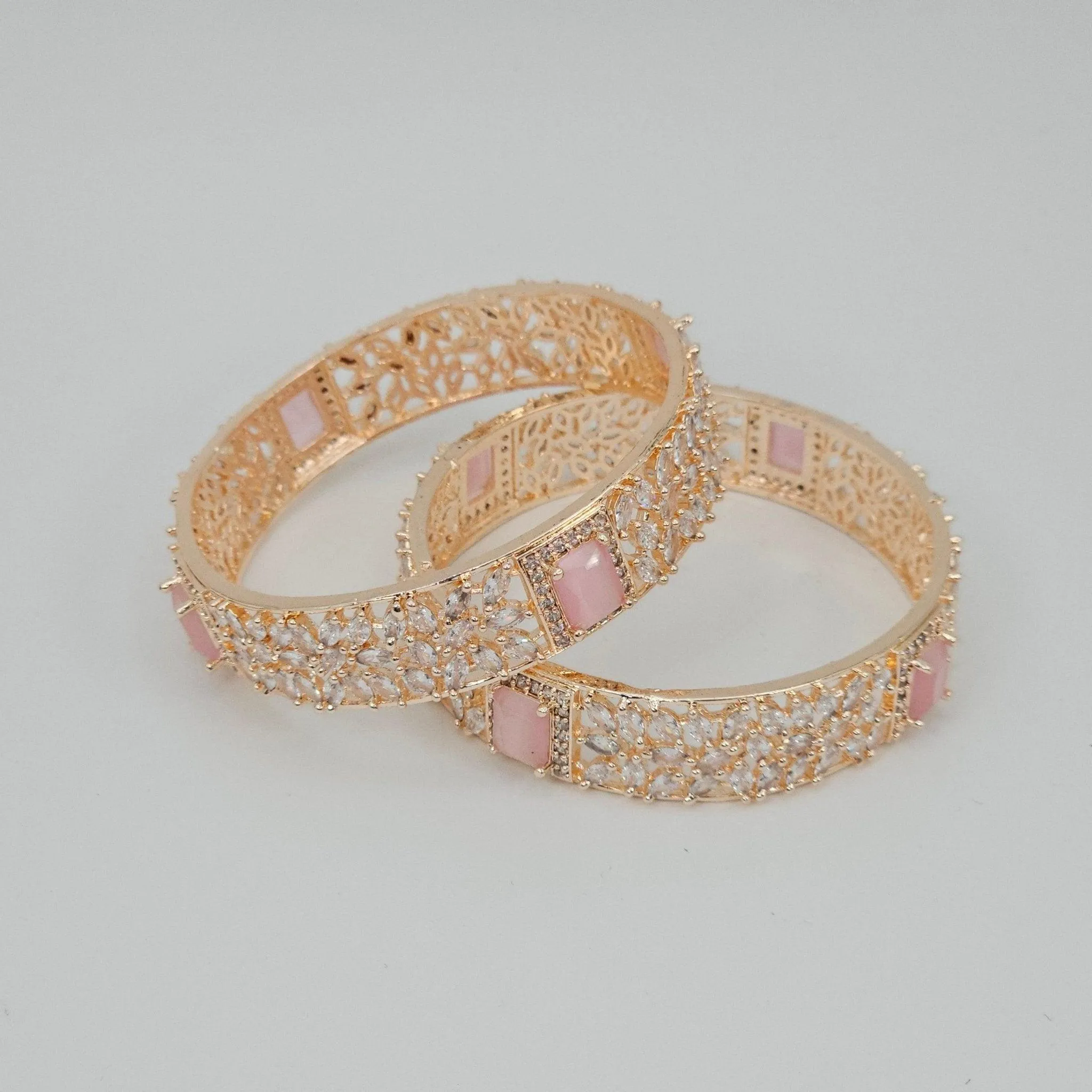 Rose Gold Pink Chunky Kangan Bangle Set
