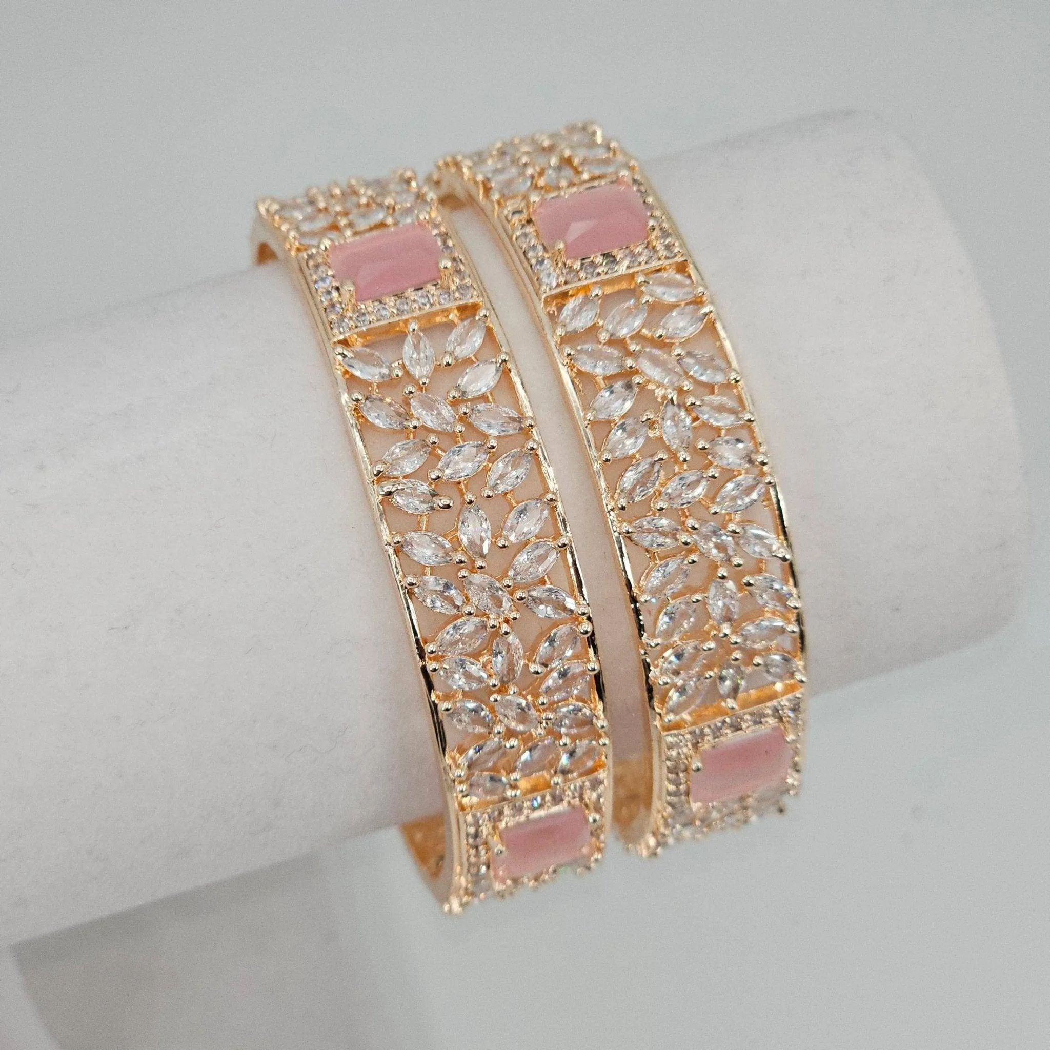 Rose Gold Pink Chunky Kangan Bangle Set