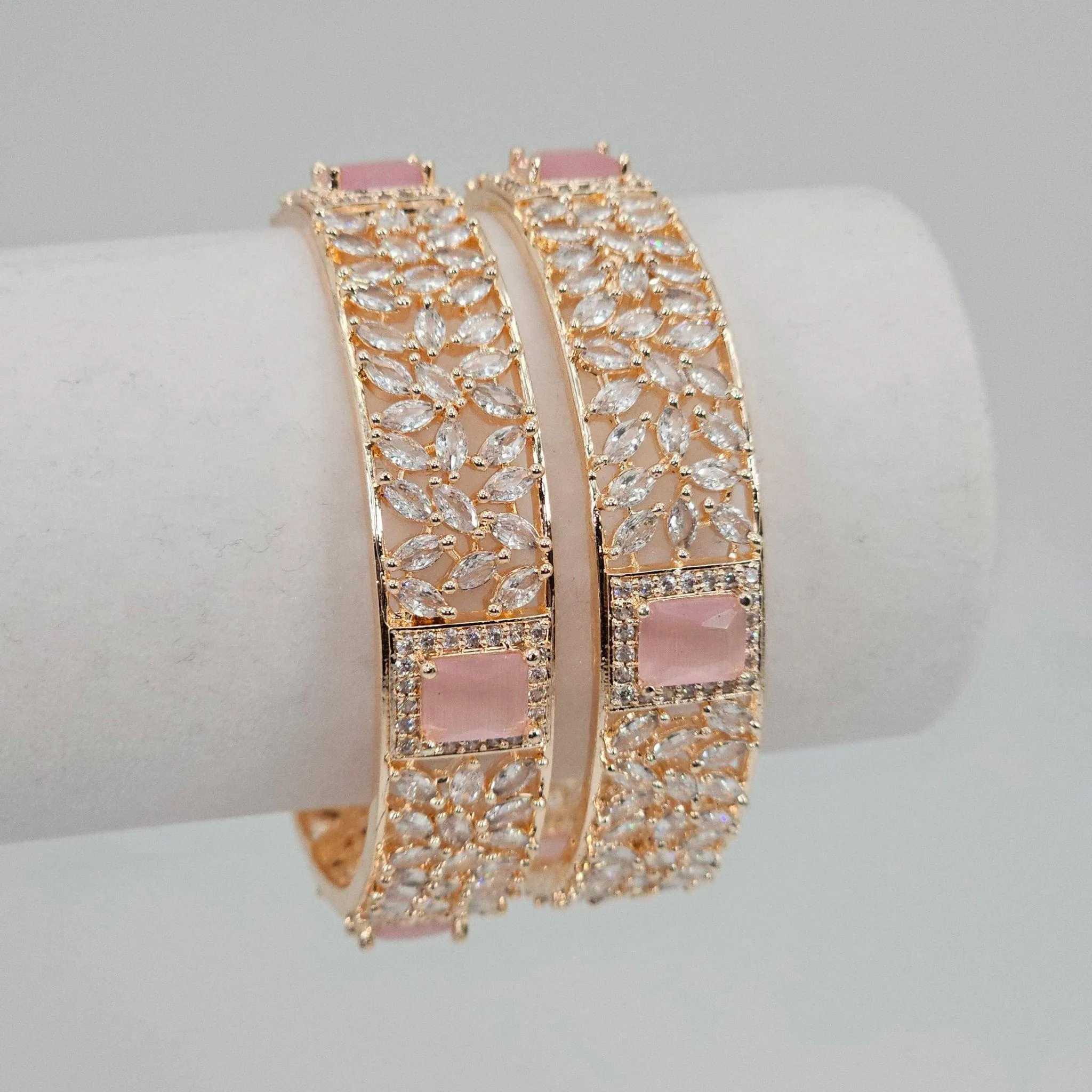 Rose Gold Pink Chunky Kangan Bangle Set