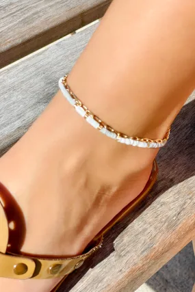 Rubber Bead & Chain Anklet - Gray