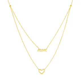 Script Mom and Open Heart Duet Necklace