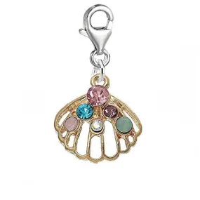 Sea Shell Charm Bead Clip on Pendant for European Charm Jewelry w/ Lobster Clasp